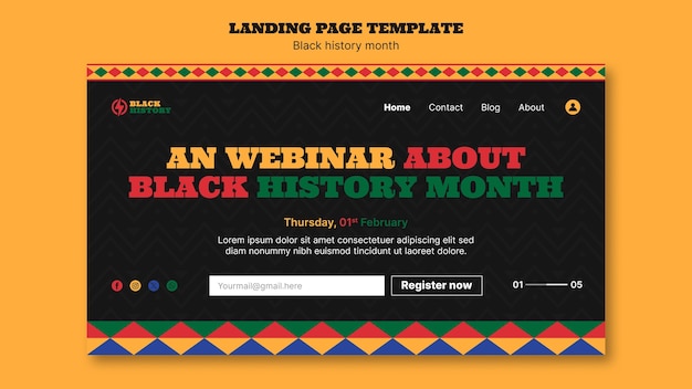 Black history month celebration landing page