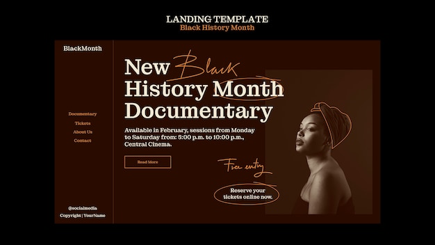 Free PSD black history month celebration landing page