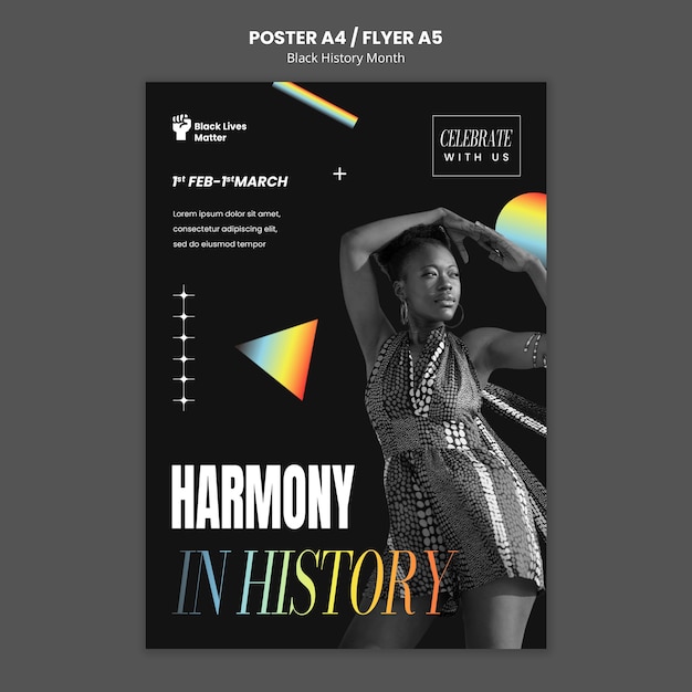 Free PSD black history month celebration poster template