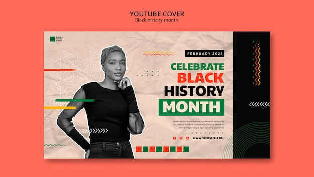 Бесплатный PSD Празднование месяца черной истории на обложке youtube