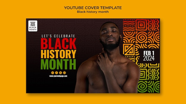 PSD gratuito cover di youtube per la celebrazione del mese della storia nera