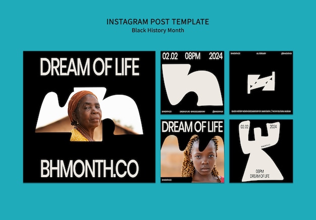 Free PSD black history month  instagram posts