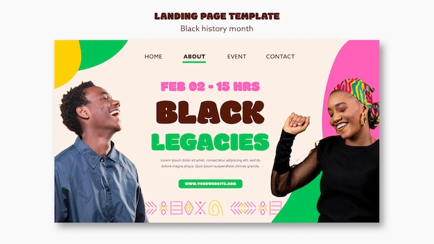 Free PSD black history month landing page template