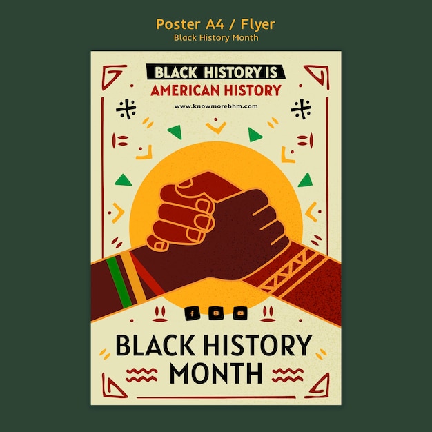 Free PSD black history month poster or flyer template