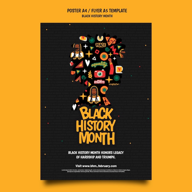 Free PSD black history month poster or flyer template