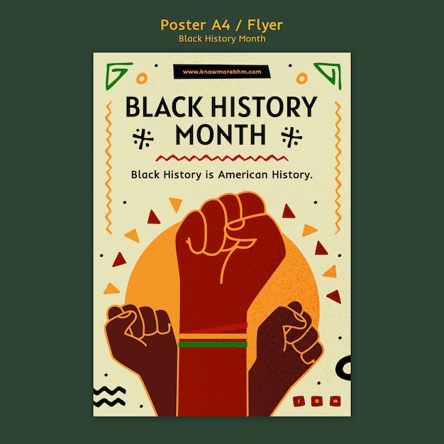 Бесплатный PSD Плакат месяца черной истории или шаблон флаера