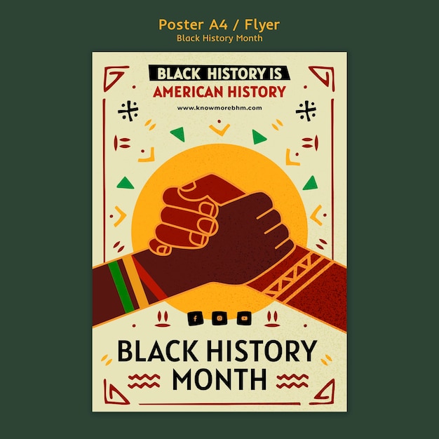 Бесплатный PSD Плакат месяца черной истории или шаблон флаера