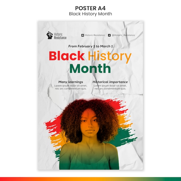 무료 PSD 흑인 역사의 달 포스터 템플릿