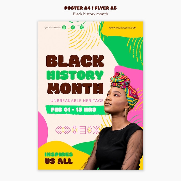 Free PSD black history month poster template