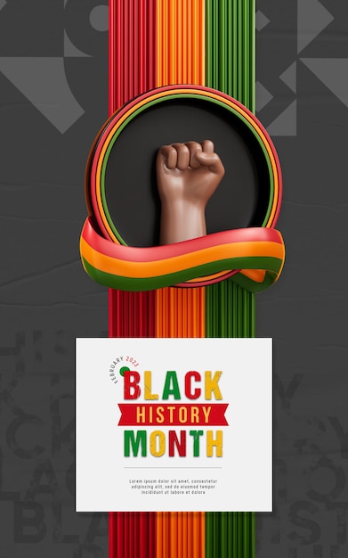 Free PSD black history month social media post with african 3d hand