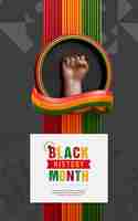 PSD gratuito post sui social media del mese della storia nera con la mano africana 3d