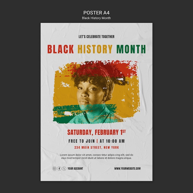 Free PSD black history month template design