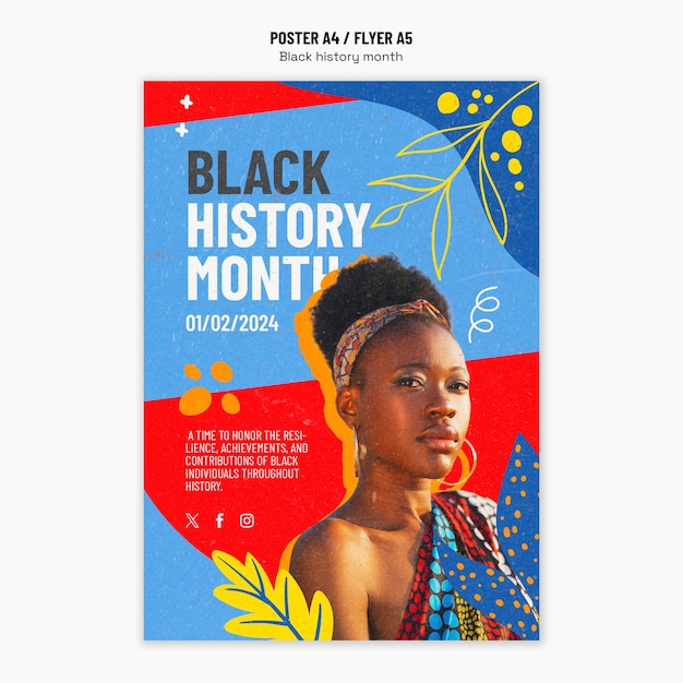 Free PSD black history month  template design