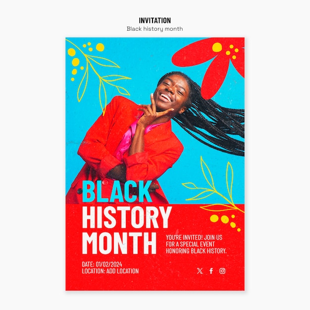 Free PSD black history month  template design