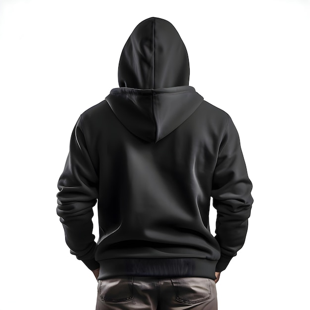 Black hooded sweatshirt isolated on white background with clipping path