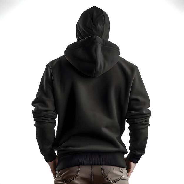 Black hooded sweatshirt isolated on white background with clipping path