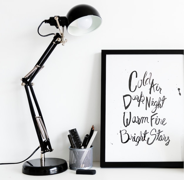 Black lamp with stationery box