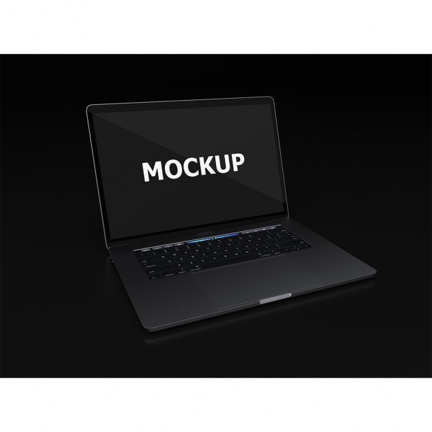 Black laptop mockup diagonal view