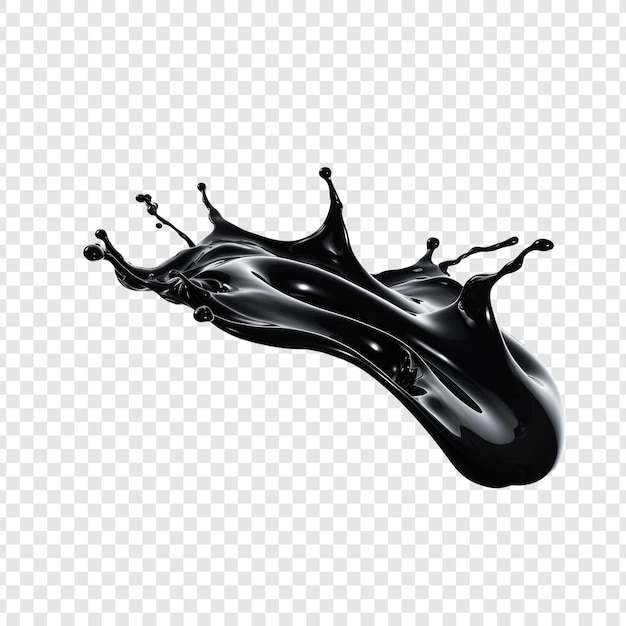 Free PSD black liquid splashing isolated on transparent background