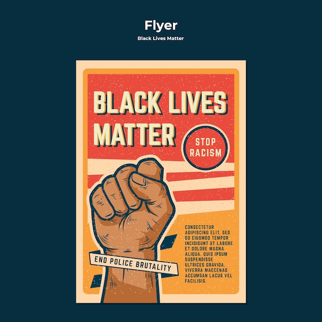 Free PSD black lives matter no racism flyer template