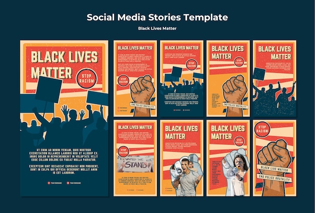 無料PSD ブラックライフは人種差別の問題ではありませんinstagramストーリー