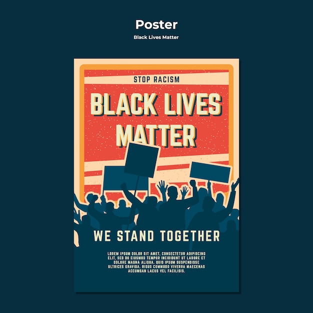 Black lives matter no racism poster template