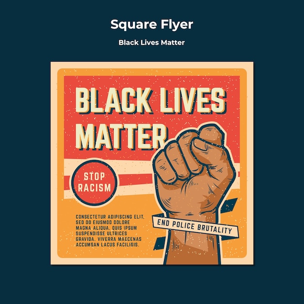 Free PSD black lives matter no racism square flyer
