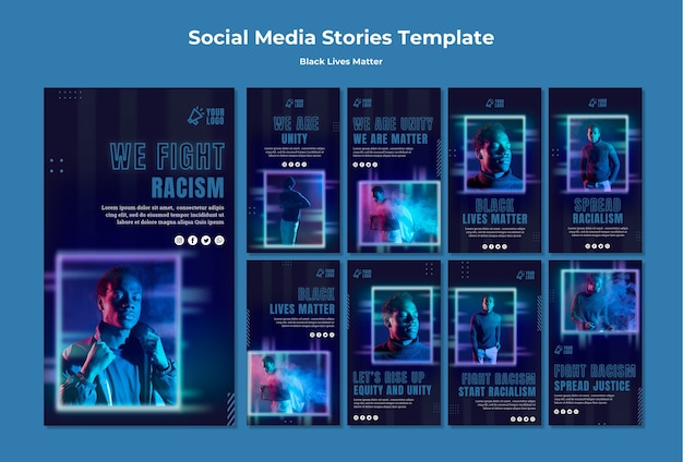 무료 PSD 흑인의 삶은 소셜 미디어 이야기를 중요시합니다