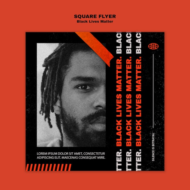 Black lives matter square flyer template