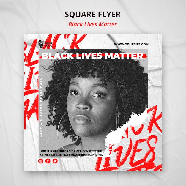 Free PSD black lives matter square flyer