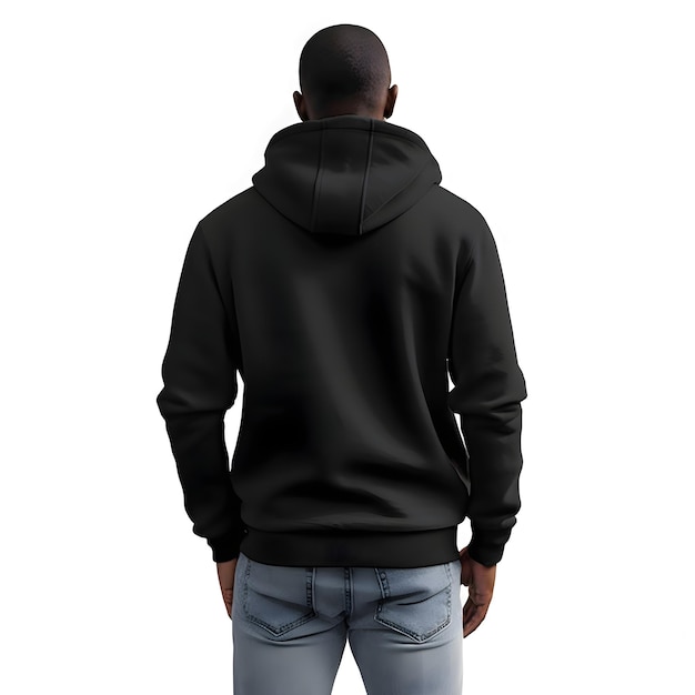 Free PSD black man in black hoodie isolated on white background with clipping path