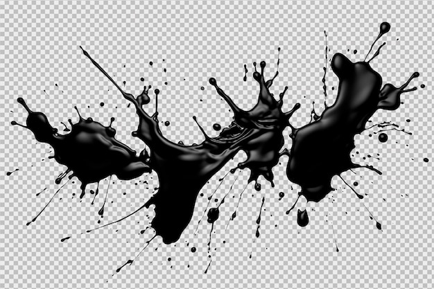 Free PSD black paint splash isolated on a transparent background