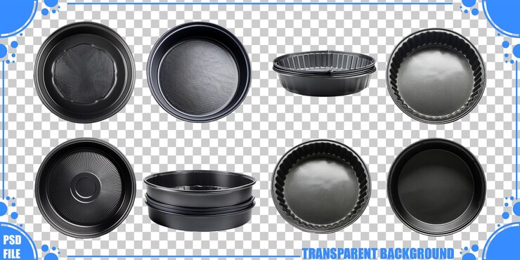 Free PSD black plastic baking and storage pans set
