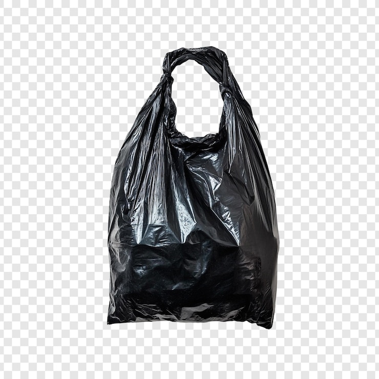 無料PSD 黒いプラスチックゴミ袋が透明な背景に隔離された