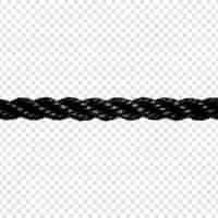 Free PSD black rope isolated on transparent background