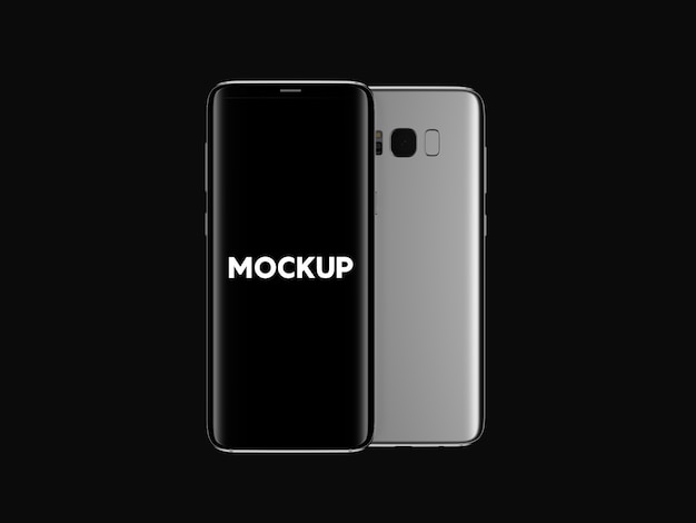 黒と銀の携帯電話のデザインをモックアップ