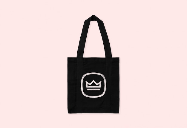 Black tote bag logo mockup