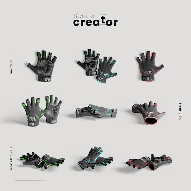 無料PSD 黒いトレーニング用手袋のモックアップ