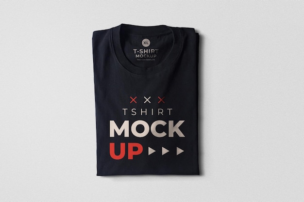 Black tshirt folded mockup realistic