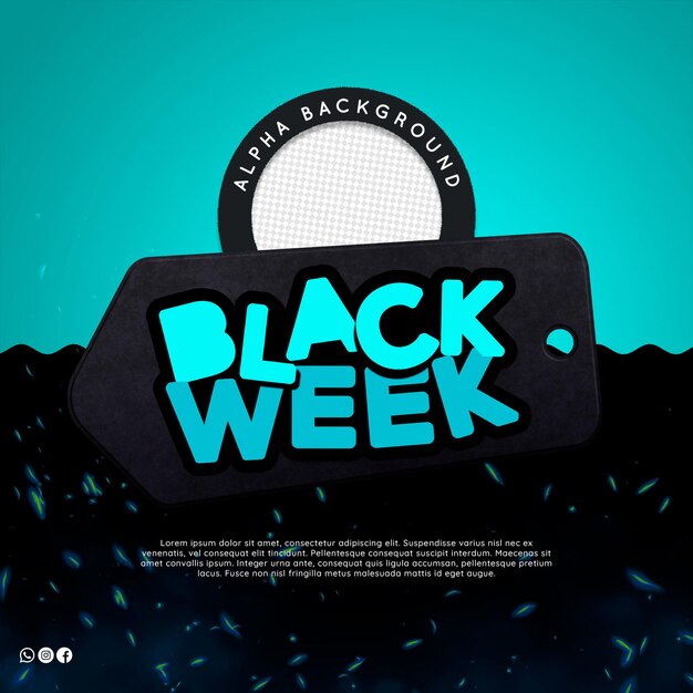 Black week tag  blue logo for november retail campaign