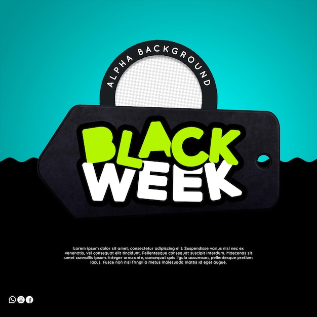 Black week tag green logo for november retail campaign
