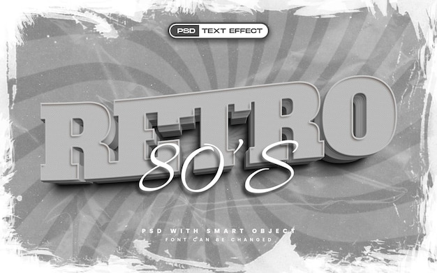 Black white 3d retro style text effect