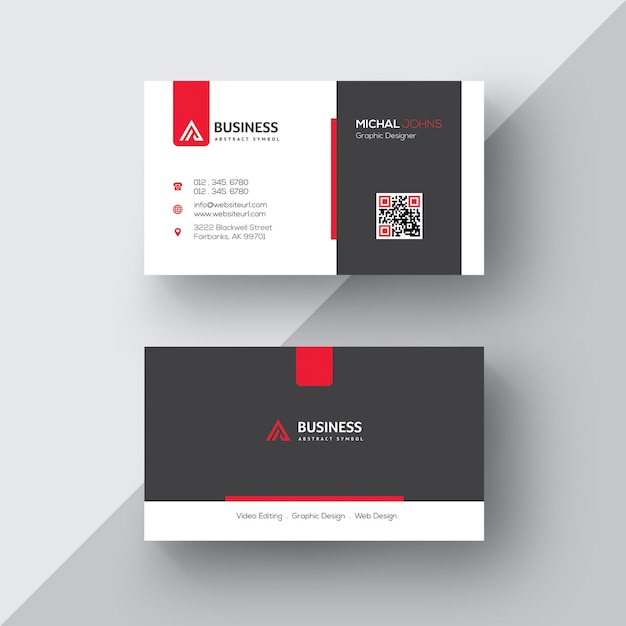 Free PSD black and white business card with red details