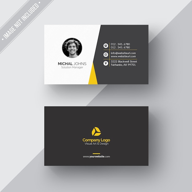 Free PSD black and white business card with yellow details