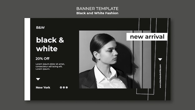 Black and White Fashion Horizontal Banner – Free PSD Templates