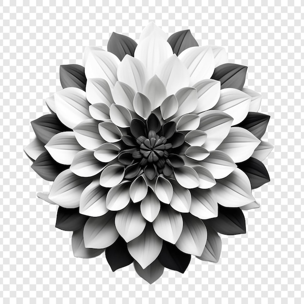 Free PSD black and white flower mosaic isolated on transparent background