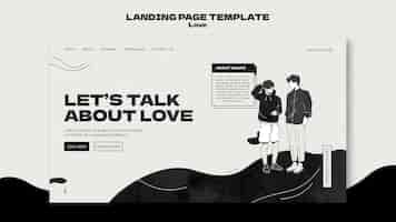 Free PSD black and white love landing page template
