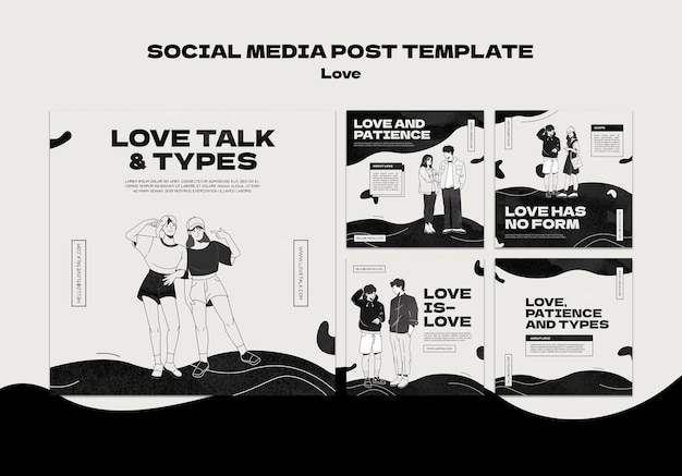 Black and white love social media posts