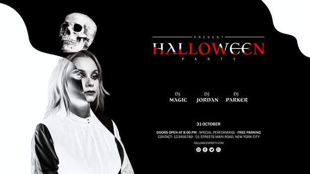 black and white mock-up for halloween party