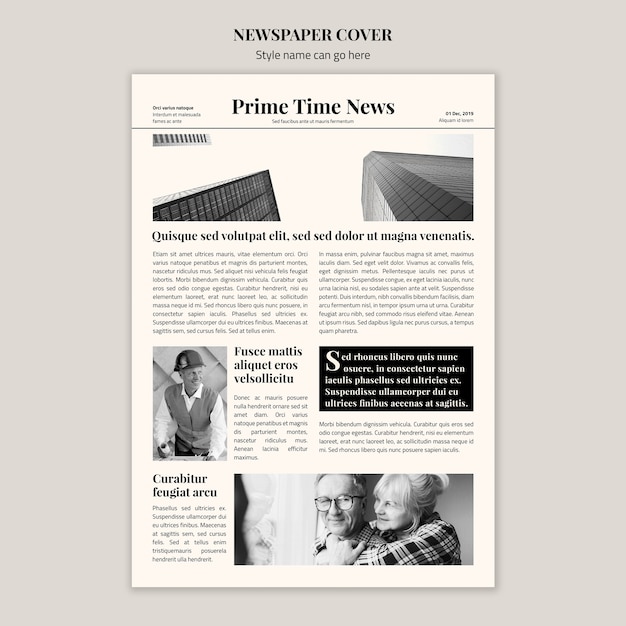 Black and white newspaper cover